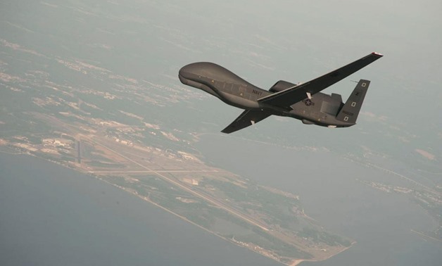 A RQ-4 Global Hawk drone is conducting tests over Naval Air Station Patuxent River, Maryland, U.S. in this undated U.S. Navy photo. Courtesy Erik Hildebrandt/Northrop Grumman/Handout via REUTERS