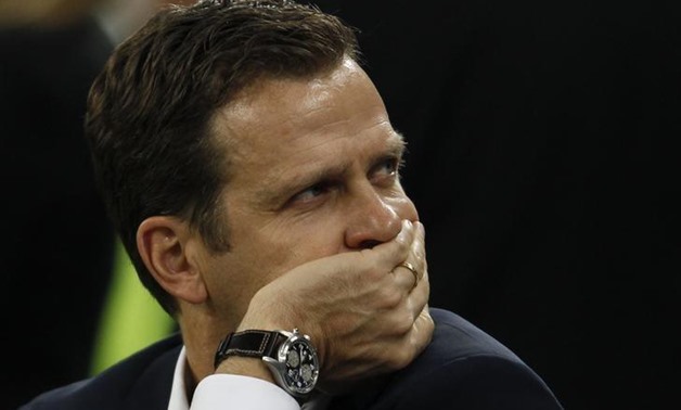 Germany's team manager Oliver Bierhoff watches before their Euro 2016 Group D qualification soccer match against Ireland in Gelsenkirchen, October 14, 2014.
