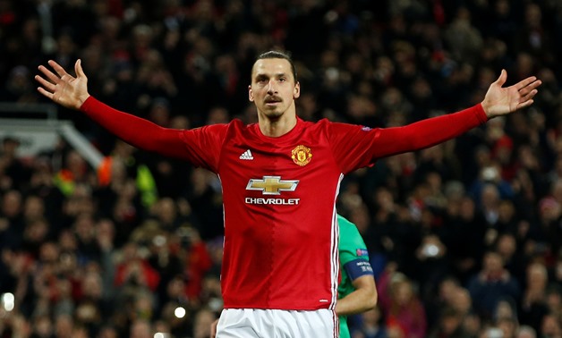 FILE PHOTO: Britain Football Soccer - Manchester United v Saint-Etienne - UEFA Europa League Round of 32 First Leg - Old Trafford, Manchester, England - 16/2/17 Manchester United's Zlatan Ibrahimovic celebrates scoring their third goal to complete his hat