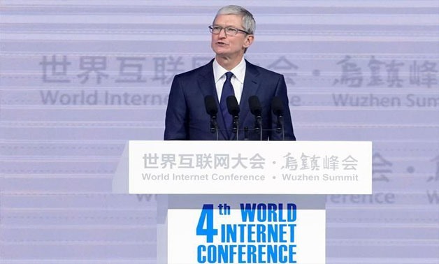Apple CEO Tim Cook attends the opening ceremony of the fourth World Internet Conference in Wuzhen, Zhejiang province, China, December 3, 2017. REUTERS/Aly Song