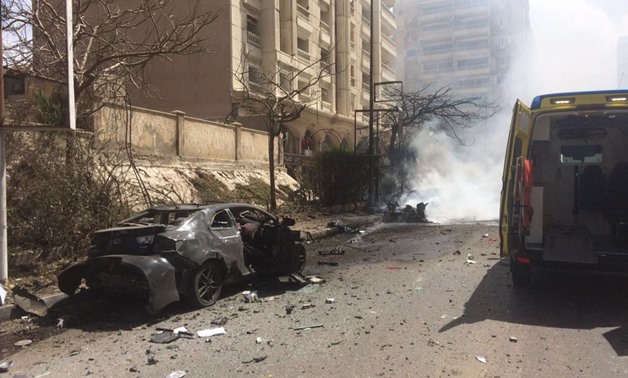 The security director of Alexandria survived an assassination attempt on Saturday, after a massive explosion targeted his convoy at Rushdy district in the center of Alexandria governorate on March 24, 2018 - Press photo