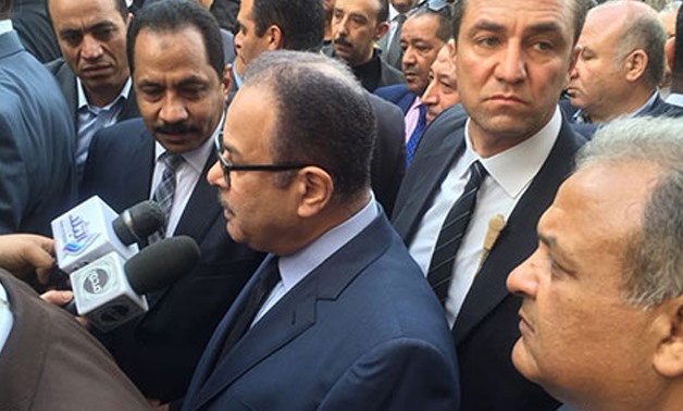 Interior Minister Magdy Abdel-Ghaffar speaking to the press about the blast 