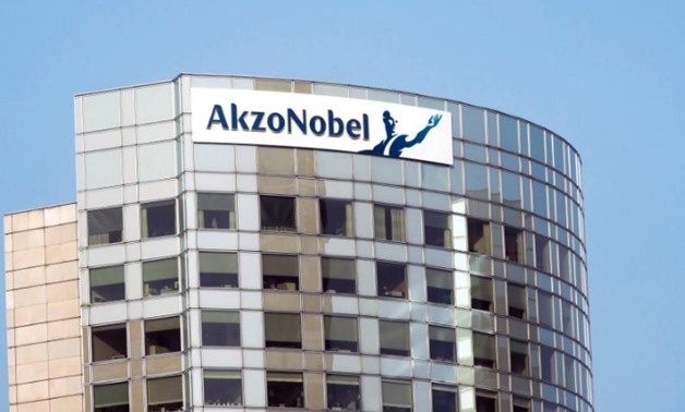 FILE PHOTO: The sign of AkzoNobel is pictured at its headquarters in Amsterdam, The Netherlands, February 6, 2014. REUTERS/Toussaint Kluiters/United Photos/ X02506/File Photo