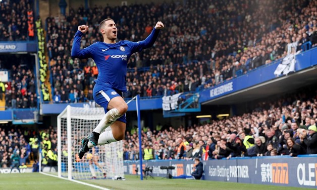Stamford Bridge, London, Britain - December 2, 2017 Chelsea's Eden Hazard celebrates scoring their first goal. REUTERS/David Klein 