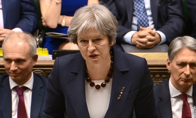Britain's Prime Minister Theresa May making a statement on Britain's response to a March 4 nerve attack on a former Russian double agent. Photo: AFP PHOTO / PRU
