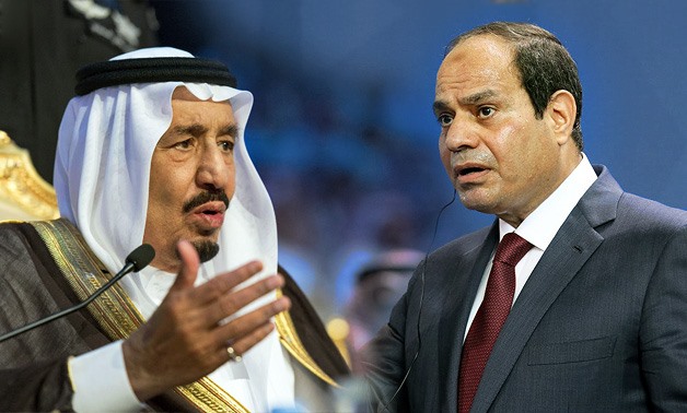 President Abdel Fatah al-Sisi (R) and Saudi King Salman bin Abdel Aziz 