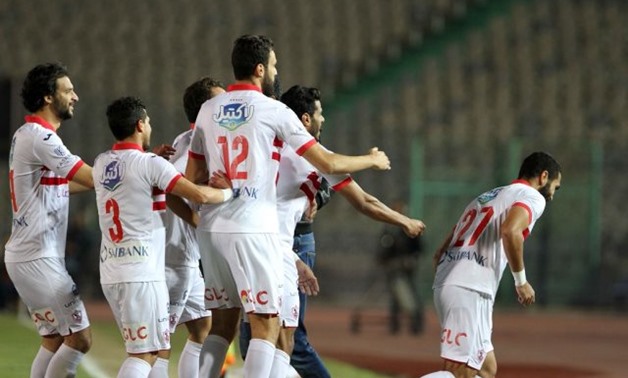FILE – Zamalek football team celebrating Mahmoud Abdel Aziz’s goal