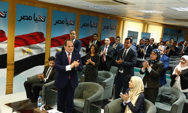 President Abdel Fatah al-Sisi at his campaign HQ after he was announced the winner of the 2018 presidential election on April 2, 2018 - Press photo