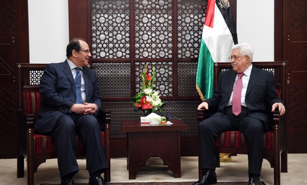 Palestinian president Abbas Abou Mazen during meeting Egyptian Intelligence Service Chief Abbas Kamel at the presidential headquarters in Ramallah on Tuesday April 3, 2018 – Press photo 
