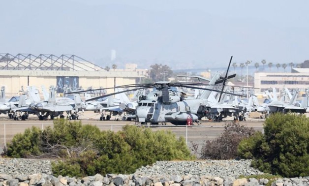 FILE: A U.S. Marine Corps CH-53E Super Stallion Helicopter sits at North Island Naval Air Station Coronado, California, April 12, 2015. REUTERS/Louis Nastro