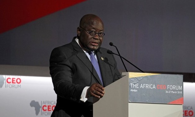President of Ghana Nana Akufo-Addo speaks during Africa CEO Forum at the Sofitel Hotel Ivoire in Abidjan, Ivory Coast March 26, 2018. REUTERS/Luc Gnago
