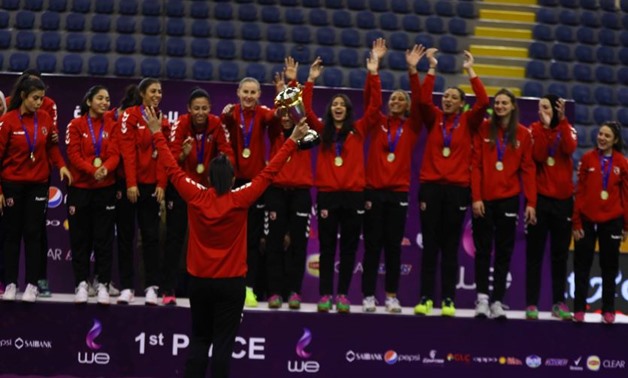 FILE - Al-Ahly’s women volleyball team