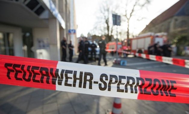 A police cordon is seen at the scene when several people were killed and injured when a car ploughed into pedestrians in Muenster, western Germany on April 7, 2018
