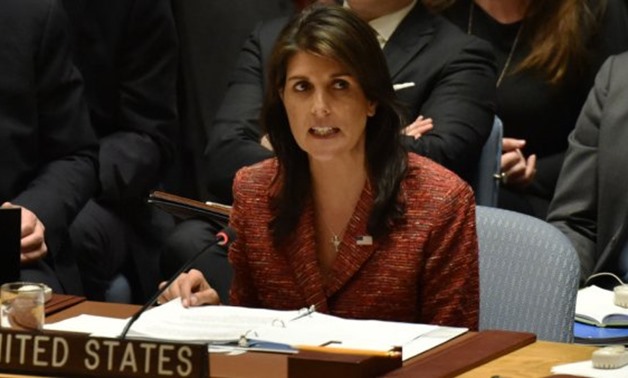 © Hector Retamal, AFP | US Ambassador to the United Nations Nikki Haley speaks during a UN Security Council meeting in New York, on April 10, 2018.