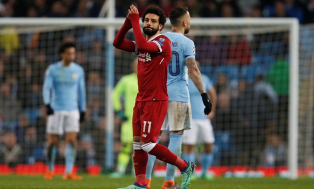 Soccer Football - Champions League Quarter Final Second Leg - Manchester City vs Liverpool - Etihad Stadium, Manchester, Britain - April 10, 2018 Liverpool's Mohamed Salah applauds fans as he walks off to be substituted REUTERS/Andrew Yates 