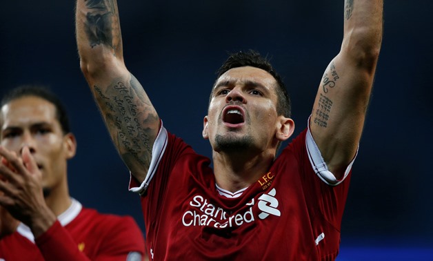 Soccer Football - Champions League Quarter Final Second Leg - Manchester City vs Liverpool - Etihad Stadium, Manchester, Britain - April 10, 2018, Liverpool's Dejan Lovren celebrates after the match - REUTERS/Andrew Yates