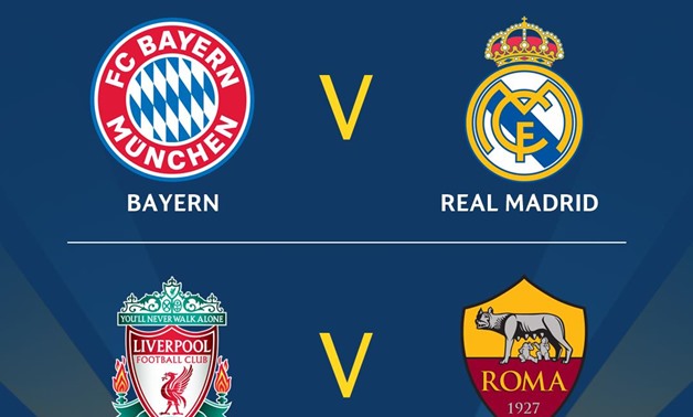 Liverpool vs Roma, Real Madrid vs Bayern Munich – Courtesy of UEFA Champions League official account on Twitter.