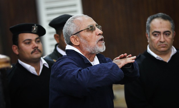 Former Muslim Brotherhood Supreme Guide Mohamed Badie at one of his trial over inciting violence in Minya-  Kareem Abdel-Aziz/Egypt Today
