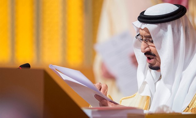 Saudi Arabia's King Salman bin Abdel Aziz Al Saud talks during the opening of 29th Arab Summit in Dhahran, Saudi Arabia April 15, 2018. Bandar Algaloud/Courtesy of Saudi Royal Court/Handout via REUTERS