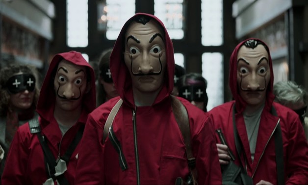 Screen cap from La Casa De Papel’s trailer featuring the eight thieves -Youtube. 