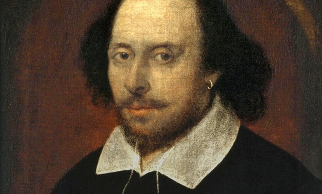 Edited photo of the famous 1610 Chandos Portrait of William Shakespeare, April 23, 2018 – Wikimedia Commons/National Portrait Gallery.