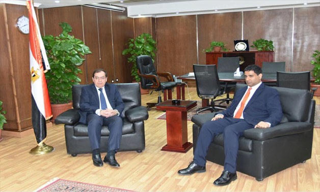 Petroleum Minister Tarek el-Molla during his meeting with the CEO of Mubadala oil company - Press Photo