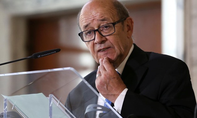 French Foreign Minister Jean-Yves Le Drian speaks during a meeting on migration in Rome, Italy July 6, 2017. REUTERS/Alessandro Bianchi
