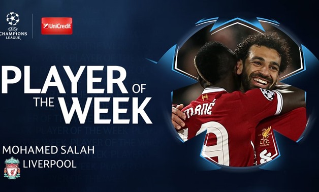 UEFA announcement of Salah winning the Player of the Week – Press image courtesy of UEFA Champions League’s official Twitter