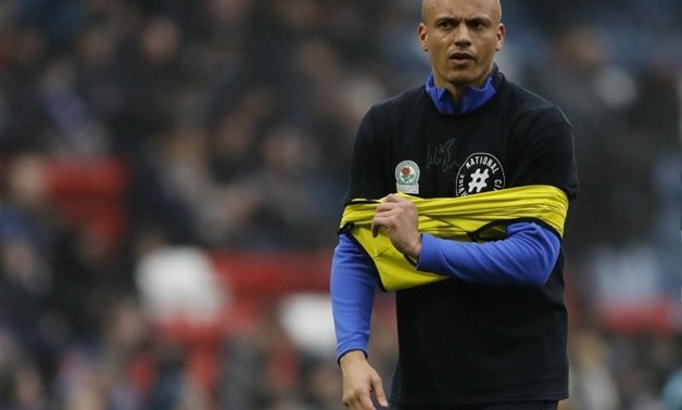 Blackburn Rovers' Wes Brown warms up before the match Action Images via Reuters / Carl Recine