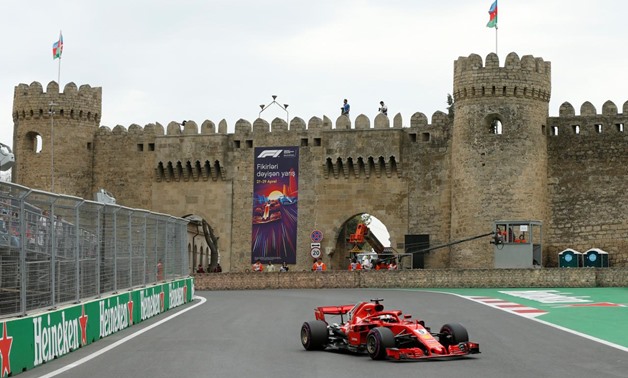Formula One - F1 - Azerbaijan Grand Prix - Baku City Circuit, Baku, Azerbaijan - April 28, 2018 Ferrari's Sebastian Vettell during practice REUTERS/David Mdzinarishvili

