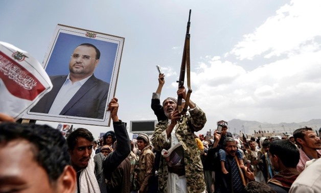 Yemeni rebel supporters attend the funeral of slain Huthi political chief Saleh al-Sammad in Sanaa on April 28, 2018
