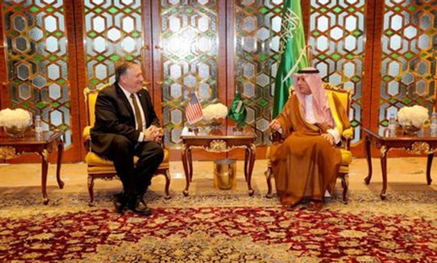 U.S. Secretary of State Mike Pompeo meets with Saudi Foreign Minister Adel Al-Jubeir in Riyadh, Saudi Arabia April 28, 2018. Saudi Press Agency/Handout via REUTERS
