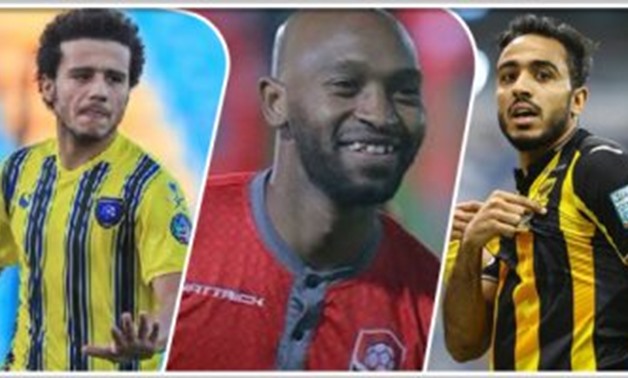 FILE - Zamalek’s loaned player, Mostafa Fathy (R), Shikabala (M), Kahraba (L)