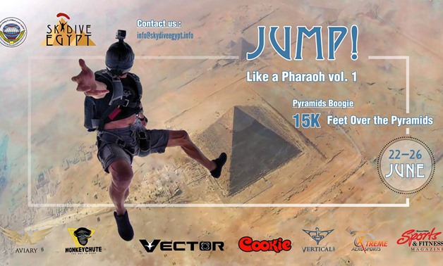 Caption for the cover page: a man jumps out of a plane via official page of Egyptian parachuting and Air sport federation  