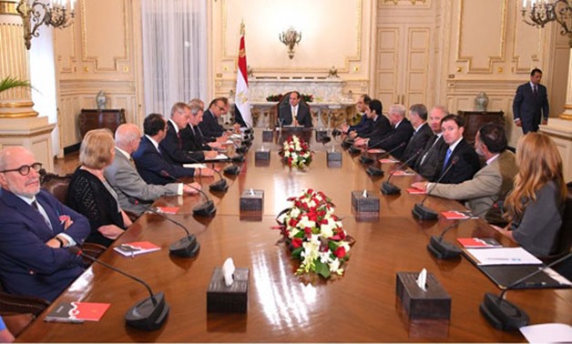 President Abdel Fatah al-Sisi meets with a delegation from the Jewish Institute for National Security of America (JINSA) on Tuesday - Press photo 