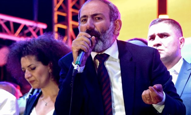 Armenian opposition leader Nikol Pashinyan addresses supporters, urging them to strike and block transport links on Wednesday to protest his failing to be elected prime minister
