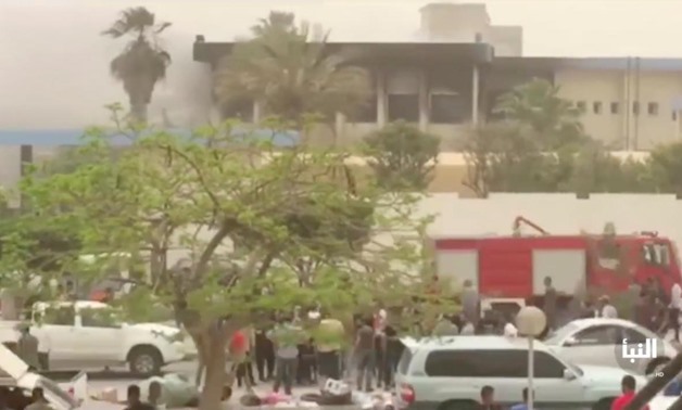 The site of suicide attack on Libyan electoral commission is seen in Tripoli, Libya, May 2, 2018 in this still picture obtained from social media video - Reuters
