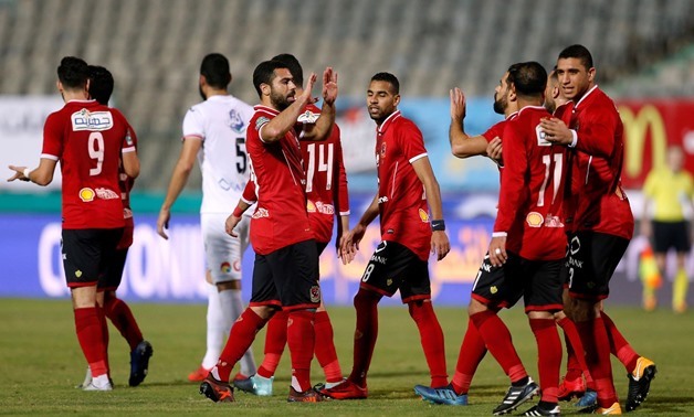 Soccer Football - Egyptian Premier League - Zamalek vs Al Ahly - Cairo International Stadium, Cairo, Egypt - January 8, 2018 Al Ahly players celebrate REUTERS/Amr Abdallah Dalsh 