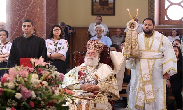 The Patriarch Theodore II of Alexandria heads on Friday the ceremony of St George Feast day at Church of St. George in old Cairo, April 27, 2018 – Egypt Today