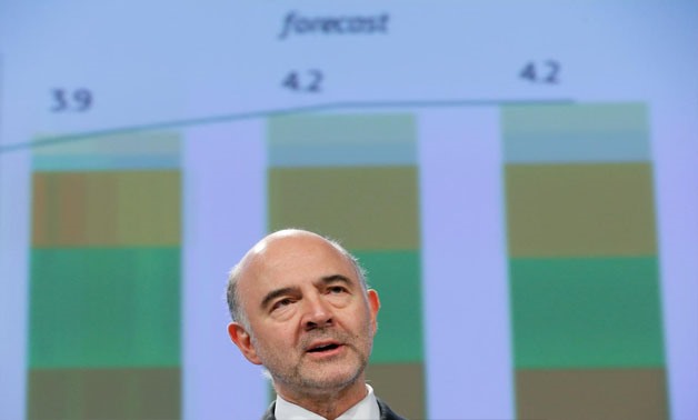 European Commissioner for Economic and Financial Affairs Pierre Moscovici presents the EU executive's spring economic forecasts during a news conference at the EU Commission headquarters in Brussels, Belgium May 3, 2018. REUTERS/Francois Lenoir