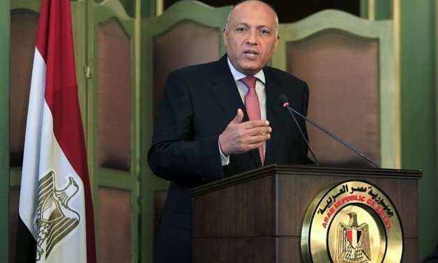 Egyptian Foreign Minister Sameh Shoukry speaks during a news conference after a meeting with his Italian counterpart Paolo Gentiloni at the foreign ministry in Cairo, Egypt, July 13, 2015 - REUTERS/Mohamed Abd El Ghany