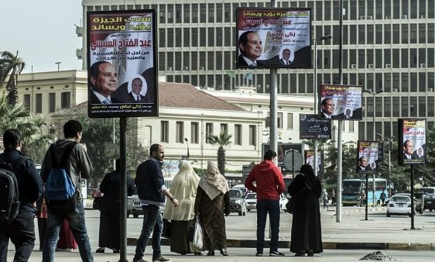 Khaled Desouki, AFP | An election campaign banner erected by supporters of Egyptian President is seen in the capital Cairo on February 26, 2018.