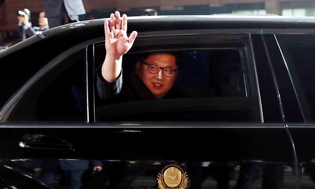 FILE PHOTO: North Korean leader Kim Jong Un (inside a vehicle) bids farewell to South Korean President Moon Jae-in as he leaves after a farewell ceremony at the truce village of Panmunjom inside the demilitarized zone separating the two Koreas, South Kore