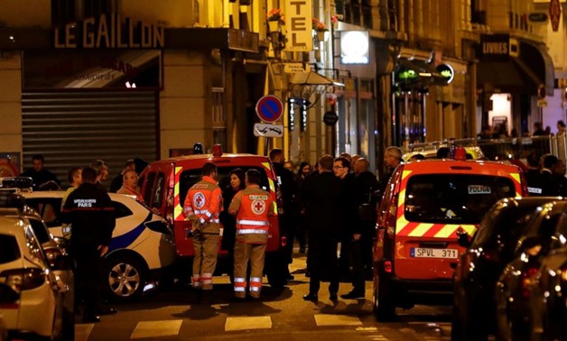 Firefighters vehicles block Saint Augustin street in Paris centre after one person was killed and several injured in a knife attack in Paris - (Photo by AFP)