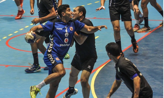 Al-Ahly and El-Gaish players during the game, photo courtesy of Egypt Handball TV Facebook page