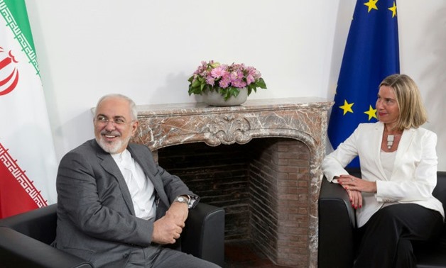 Zarif met with the EU's top diplomat Federica Mogherini to discuss Iran's nuclear deal ahead of talks with his counterparts from Britain, France and Germany
