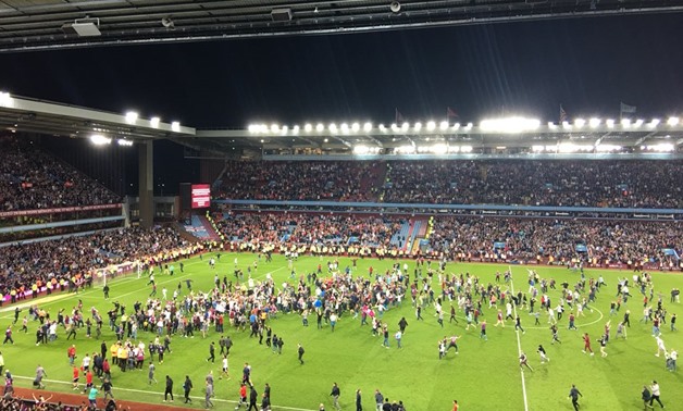 Villa fans celebrate their victory after the game, Photo Courtesy of Villa Twitter Account