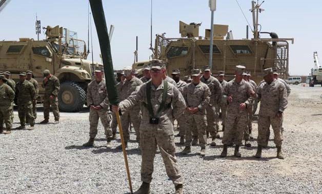 U.S. marines standing in attention in Helmand, Afghanistan - Reuters 