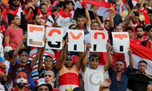 Egypt fans display banners during the 2-1 World Cup qualifying victory over Congo at Alexandria's Borg El-Arab Stadium on 8 October, 2017, Reuters