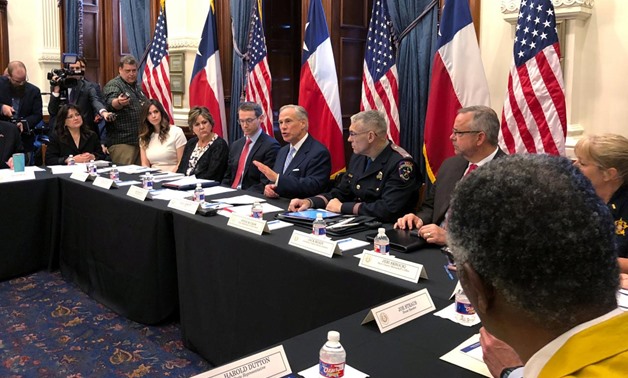 Texas Governor Greg Abbott hosts a round table discussion, on school safety to prevent another mass shooting, at the Texas Capitol in Austin, Texas, U.S., May 22, 2018. REUTERS/Jon Herskovitz
